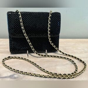 Whiting & Davis Metal Mesh Crossbody Purse With Gold Chain Strap  EUC